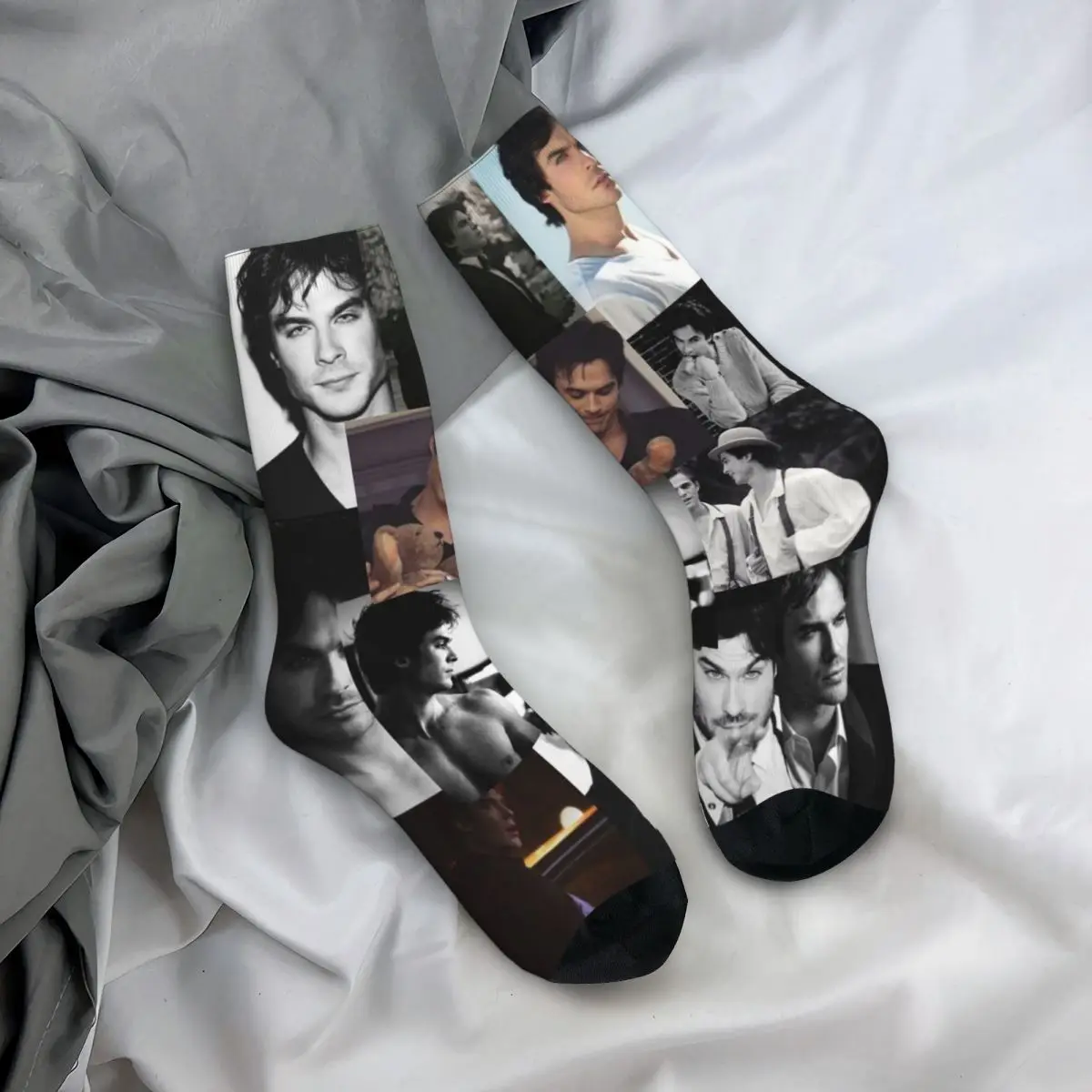 Damon The Vampire Diaries TV Show Unisex Socks,Warm 3D Print Happy Socks Street Style Crazy Sock