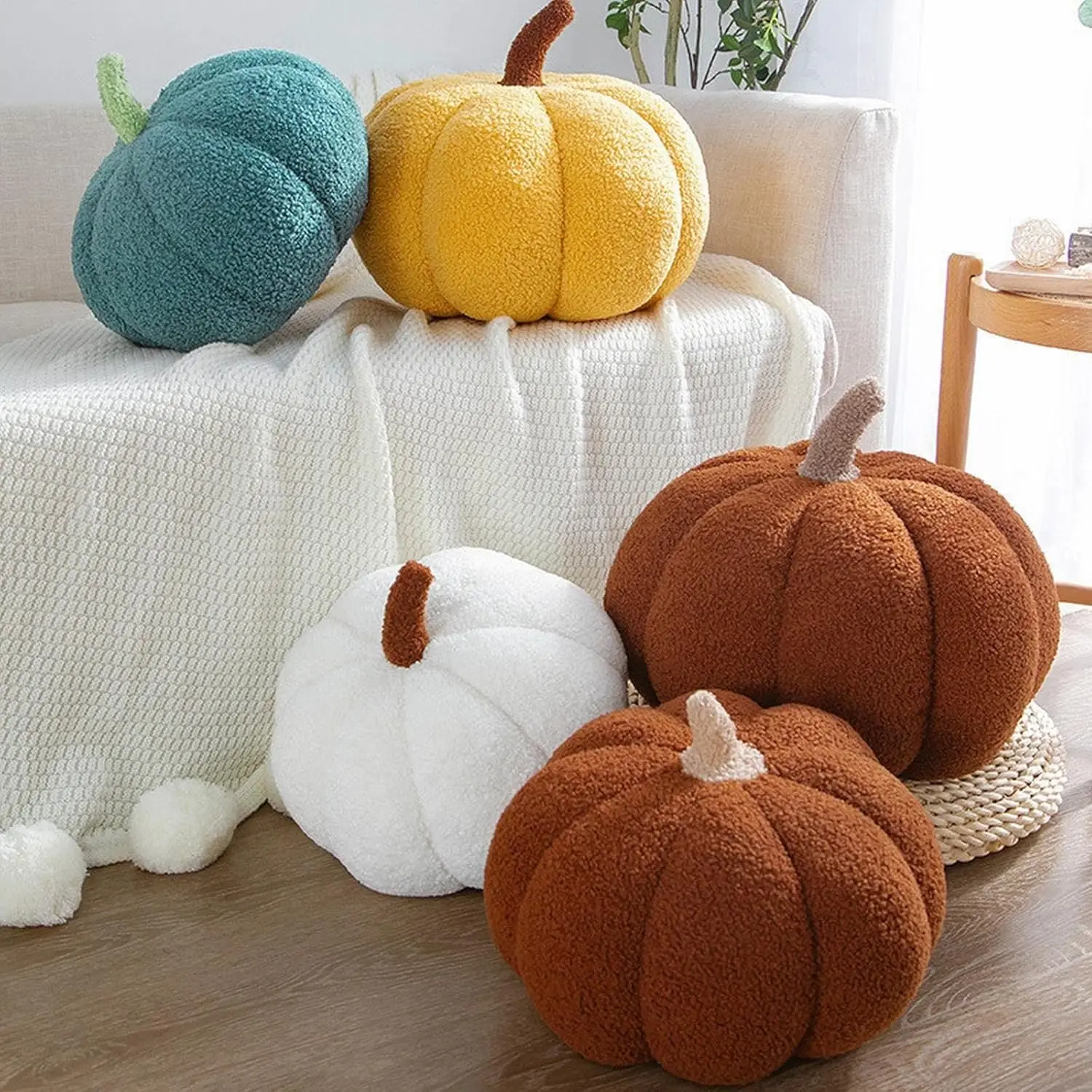 Pumpkin , Halloween Pumpkin Throw  Cushion,  Pumpkin Throw  Fluffy Pumpkin Plush Toy Cushion Fall  Decoration for Thanksgiving H