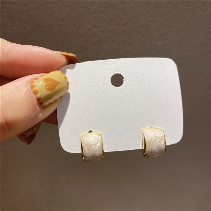 Trend Chic Enamel C-shaped Women's Stud Earrings Red Green Pink Color Small Earrings for Girls Aretes De Mujer In - detail 18