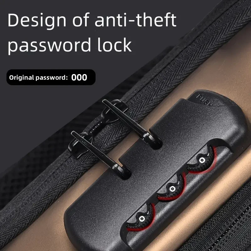 حقيبة صدر بقفل بكلمة مرور مضادة للسرقة للرجال، قماش أكسفورد متين، حزام كتف قابل للتعديل، نمط كروس مع قفل آمن