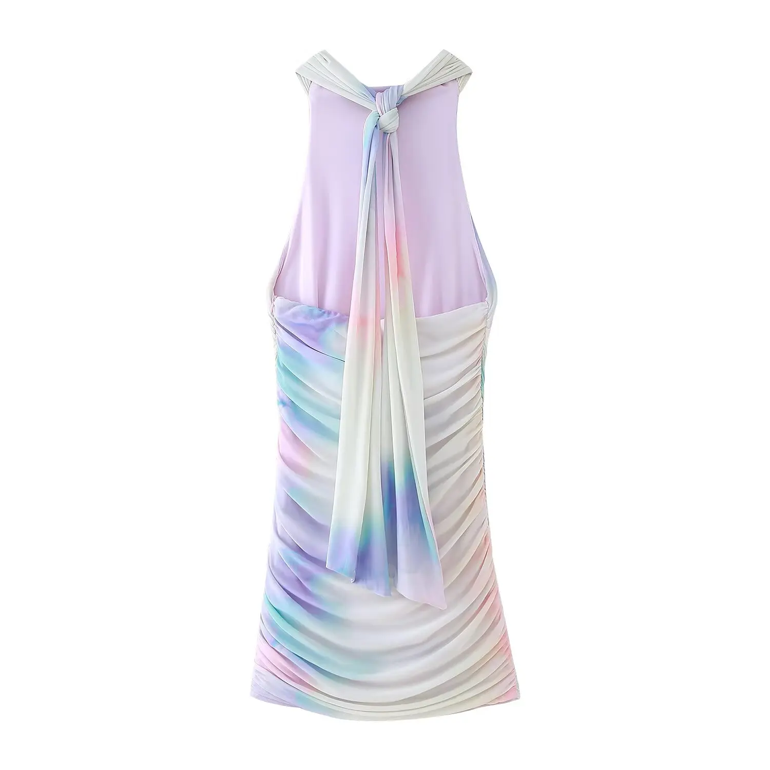 Sexy ort Printed Silk Net Dr with Bow Knot Decoration  Ba for Women's Summer Casual round Neline Polyester