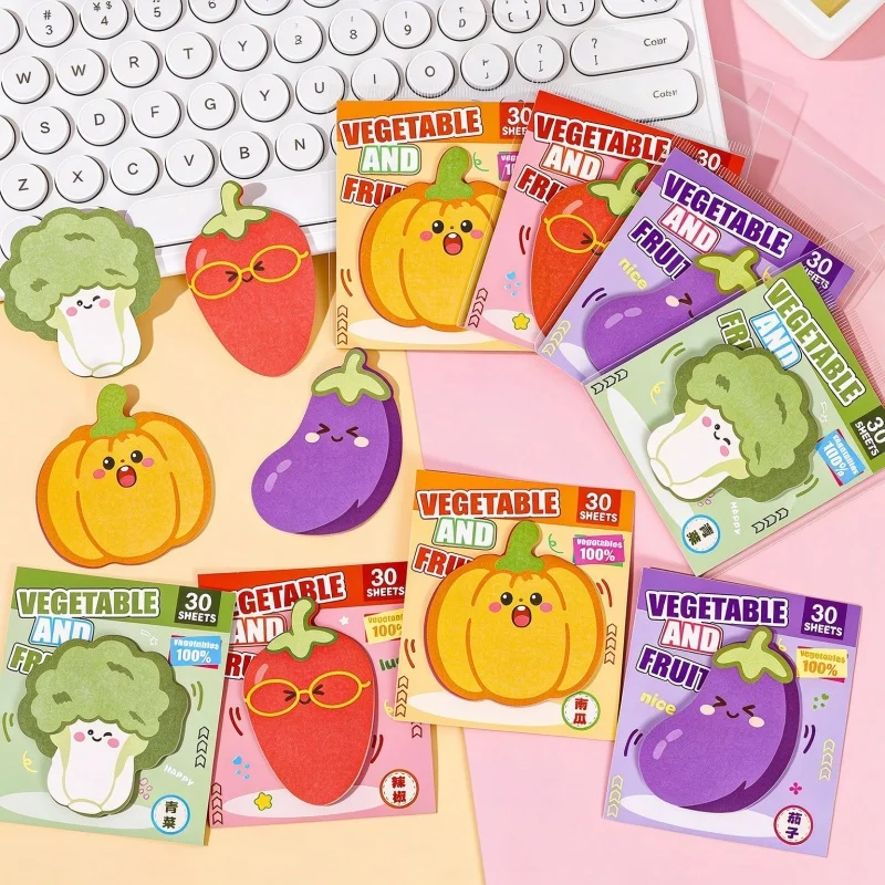 60pcs/lot Kawaii Eggplant Pumpkin Vegetables Memo Pad Cute N Times Stationery Label Notepad Bookmark Post School Supply