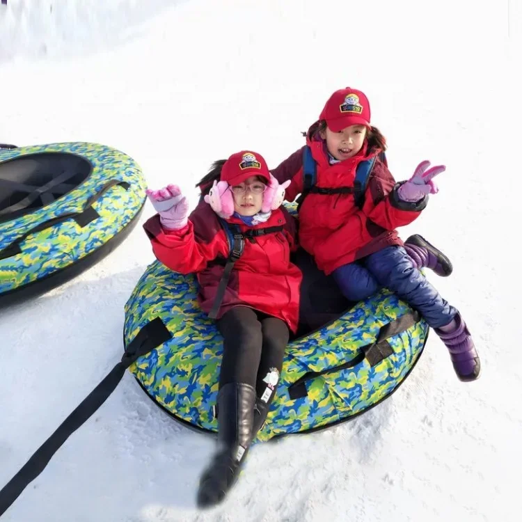 Barato grande doble esquí de nieve círculo trineo al aire libre espesar PVC trineo tubo de esquí