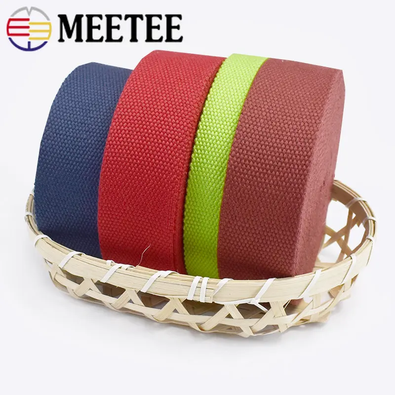 2Meters  20-38mm 2mm Thick Polyester Cotton Webbings for Backpack Strap Belt Canvas Ribbon Bias Binding Tape DIY Sewing Craft