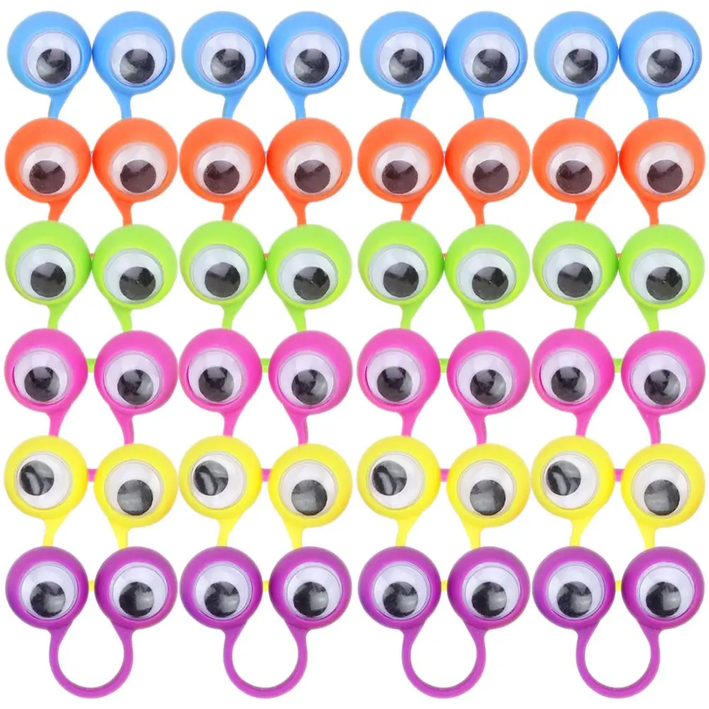 

24 Pcs Finger Puppet Eyes Activity Ring Toys Kids Plastic Halloween Ball Toddler