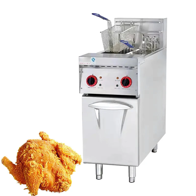 Fast Heating Vertical Single-Cylinder Double-Screen Electric Frying Oven Stainless Steel Western Kitchen Fried Chicken Wings