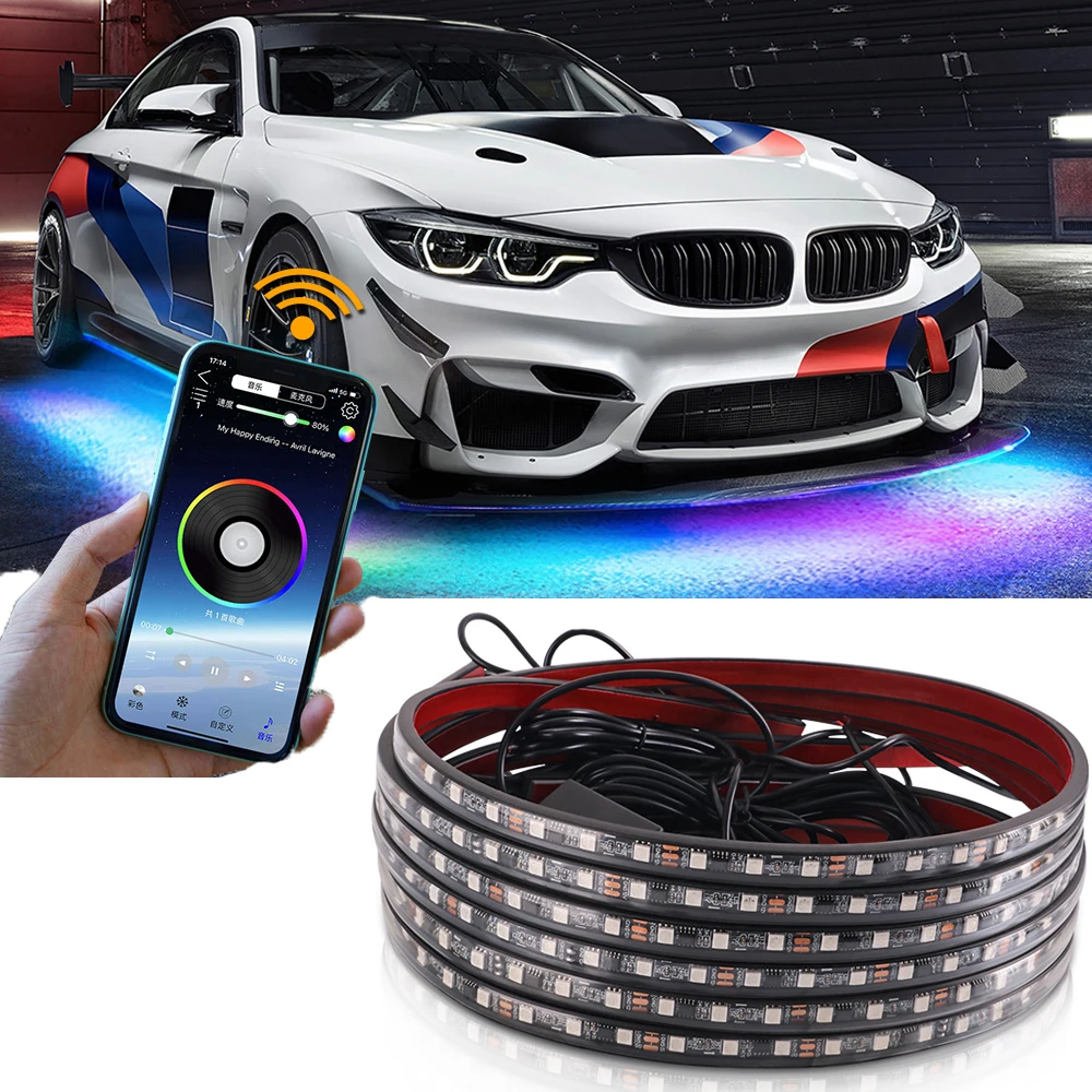 150CM Car chassis light strip APP Decorative lamp Atmosphere RGB Ambience lamp flexibility waterproof LED light bar accessories