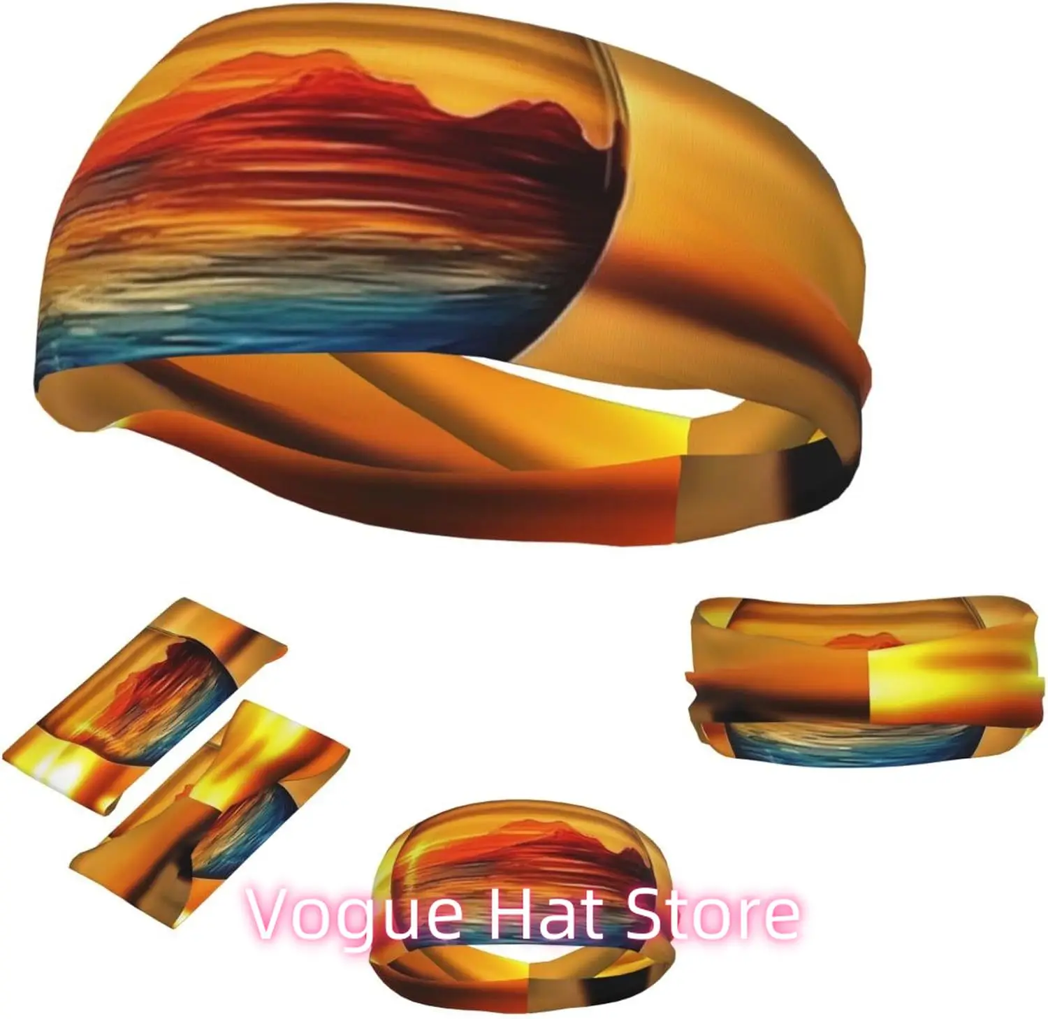 

Sports Headband for Men Women Moisture Wicking Athletic Sweatband Sunset Wine Glass Workout Sweat Bands Non Slip Headbands