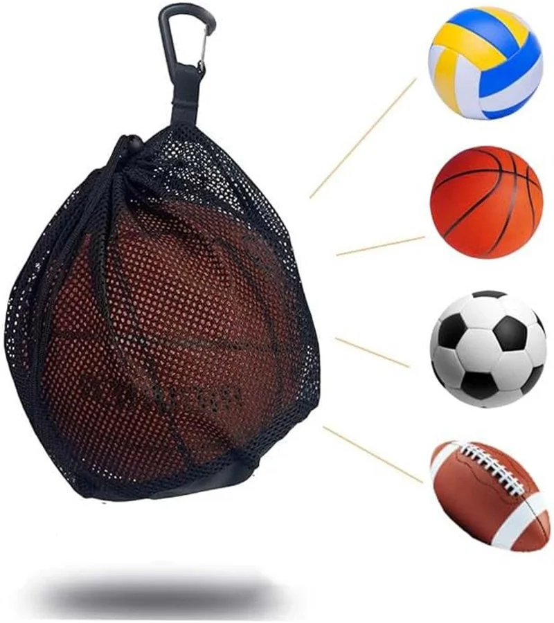 ポータブル巾着バスケットボールサッカーメッシュバッグバックパックぶら下げバッグボール収納袋屋外学校スポーツゲームおもちゃネットポケット