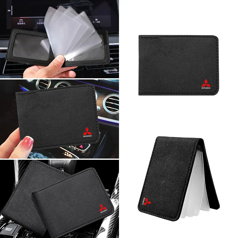 Car Driver License Holder Card Bag for Mitsubishi Ralliart Lancer Outlander Pajero L200 ASX Mirage Eclipse Montero EVO9 Galant