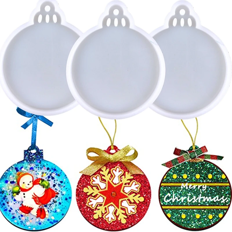 Weihnachtsbaum & Schneeflocken Runde Form für Epoxidharz DIY Schmuckherstellung Anhänger Basteln Weihnachtsparty Geschenkidee