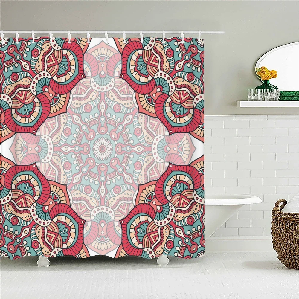 Indian Bohemian 3d Shower Curtains Waterproof Fabric Print Boho Mandala Bathroom Curtain With Hooks Decor 180*200 Bathtub Screen