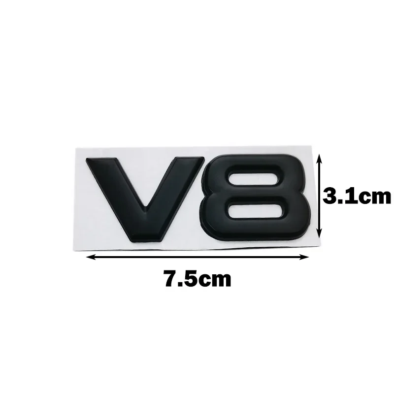 Metal Car Sticker V8 Rear Emblem Badge Decals Tail Trunk Sticker for Benz AMG BMW Mazda Chevrolet Skoda Ford Opel Audi Volvo