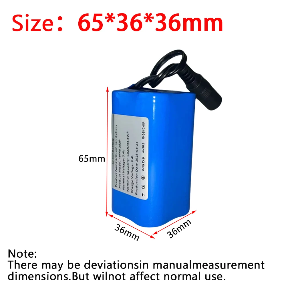 Paquete de batería recargable de iones de litio, 18650 2S2P, 7,4 V, 6000mAh, para altavoces, dispositivos de monitoreo inalámbricos, iluminación LED, etc.