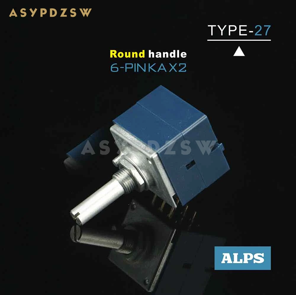 

6-PIN Original ALPS Type-27 Round handle volume potentiometer RK27 10KA 20KA 50KA 100KA 250KA