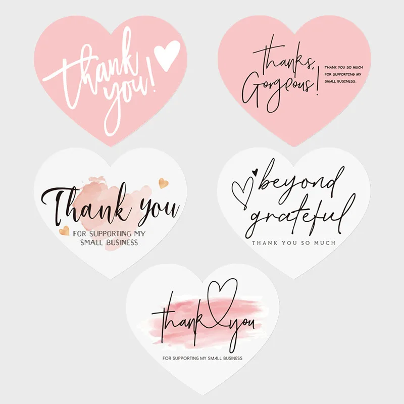 30pcs Heart Shape Thank You Cards Pink Business Cards Package Insert For Wedding Birthday Bakeries Local Stores Online Retailers