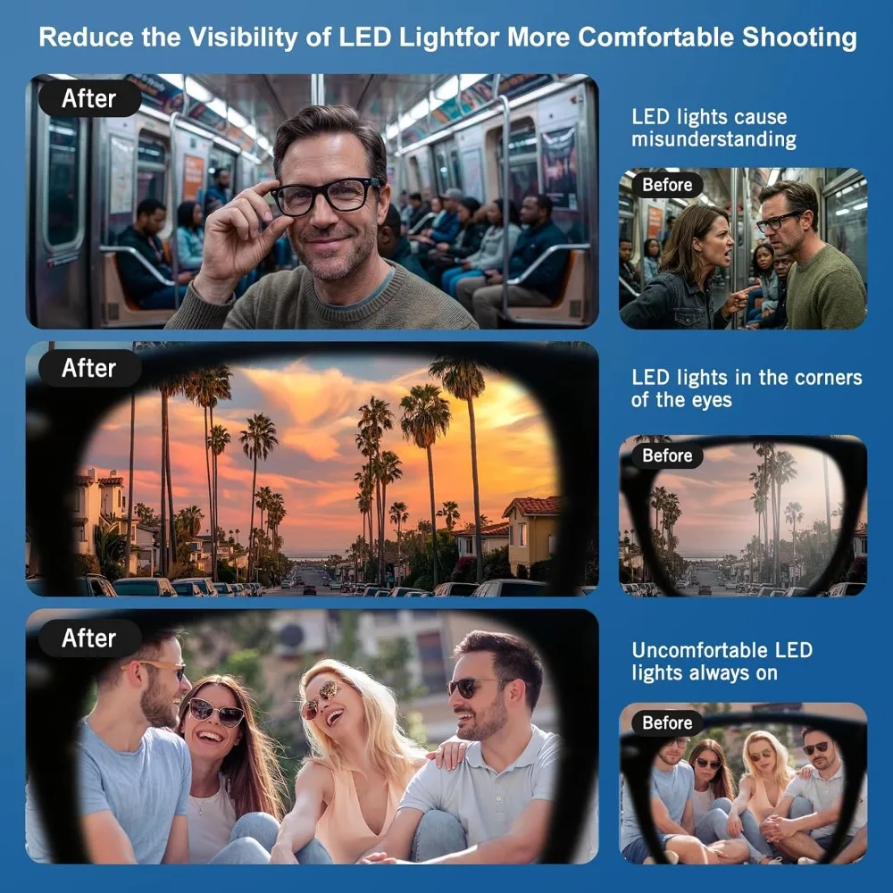 Osłona przeciwsłoneczna LED do okularów Ray-Ban Meta Wayfarer/Skyler/Headliner Gen1&2/Oakley Meta HSTN, nakładka przeciwsłoneczna wielokrotnego użytku — zdjęcie produktu 5
