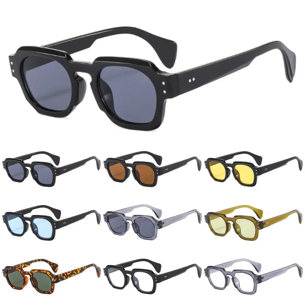 Vintage Women's Square Sunglasses Fashion Small Shades UV400 Eyewear Rivets Sun Glasses Trendy Outdoor Sports Eyeglasses