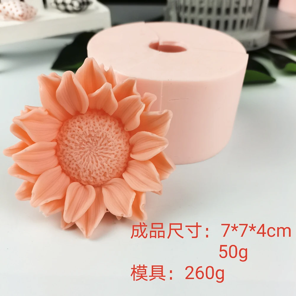 HC0285 PRZY Mold Silicone Big&Small Sunflower Flower Soap Molds Decoration Plant Flowers Candle Moulds Bouquet Making Clay Resin