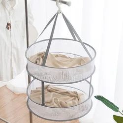 1/2 Layer Clothes Dryer Basket With Hanging Hook Fine Mesh Polyester Household Towels Baby Sweater Drying Rack For Home