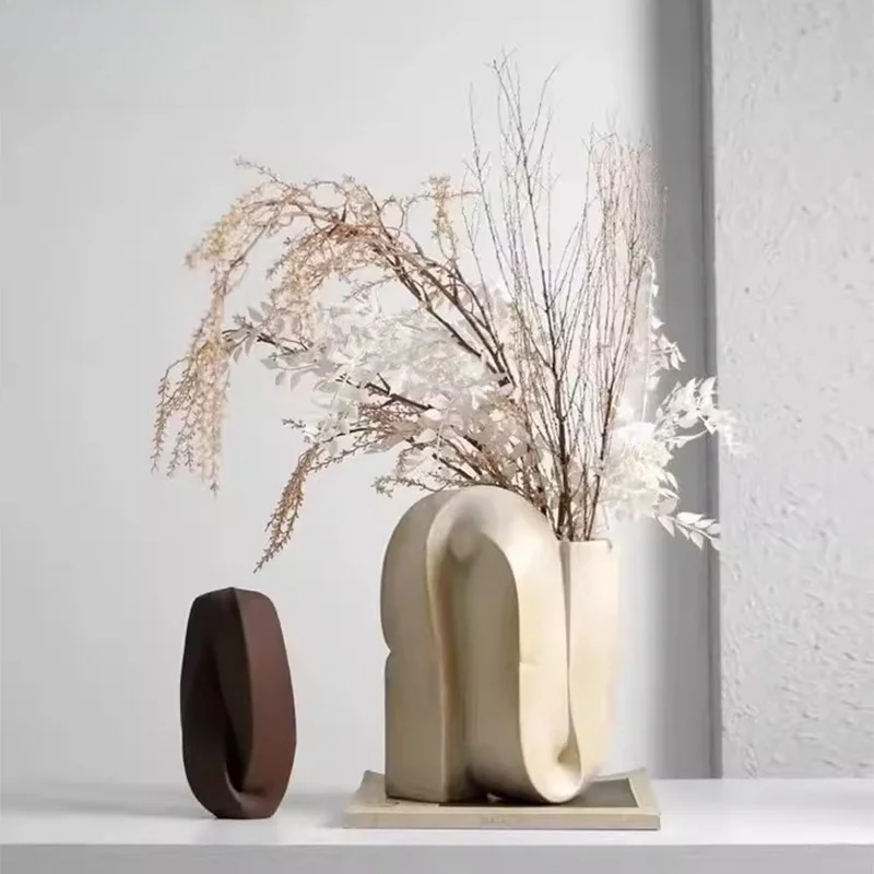 Dining table decoration unique shape twister decoration ceramic flower pot set