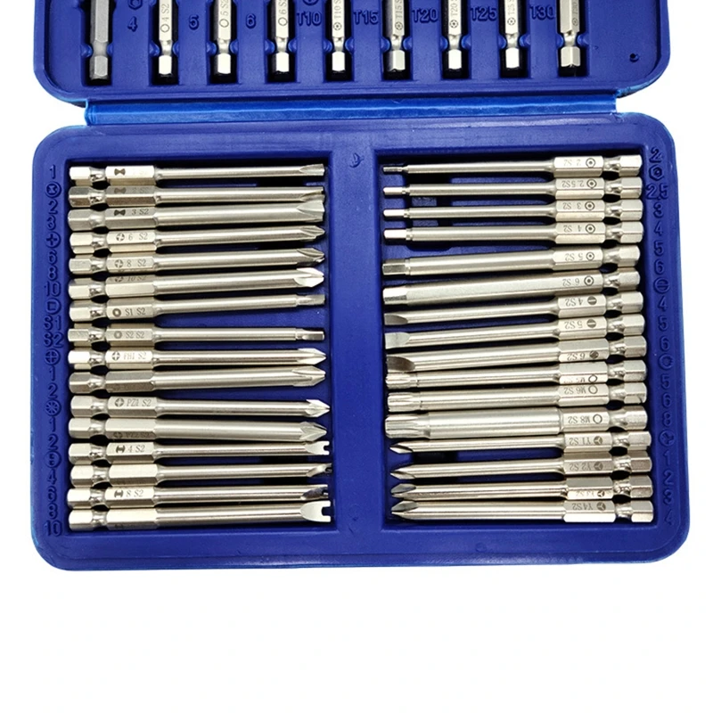50 Pcs for Extra Long Screwdriver Set Torx Security Long Screwdriver Bits Magnetic Drill Set U-shaped Flat for Repair