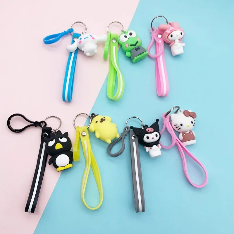 Hello Kitty Cinnamon Dog Anime Keychain Doll My Melody Key Chains Kuromi Small Pendant Sanrio Phone Bag Accessories Girls Gifts