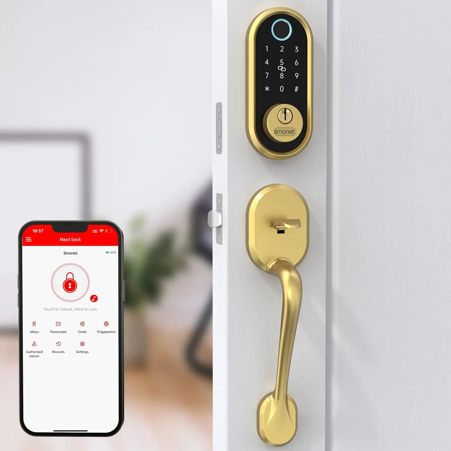 Front Door Lock Set -  Smart Locks Keypad Front Door Lock with Handle  Entry Door Lock Electronic Touch