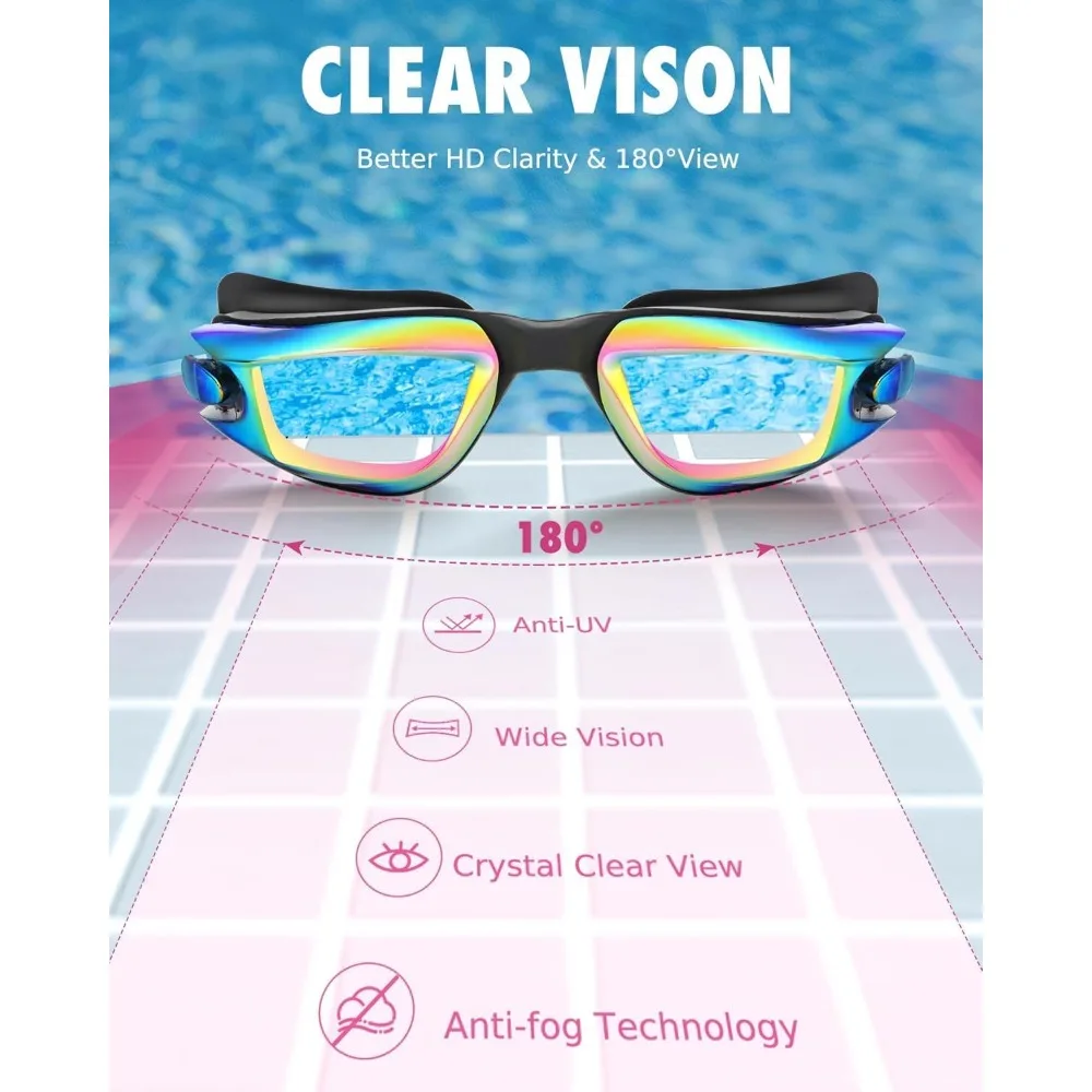 Kids Swim Goggles Anti-Fog UV Protection Comfort Fit Ages 3-14 view 5