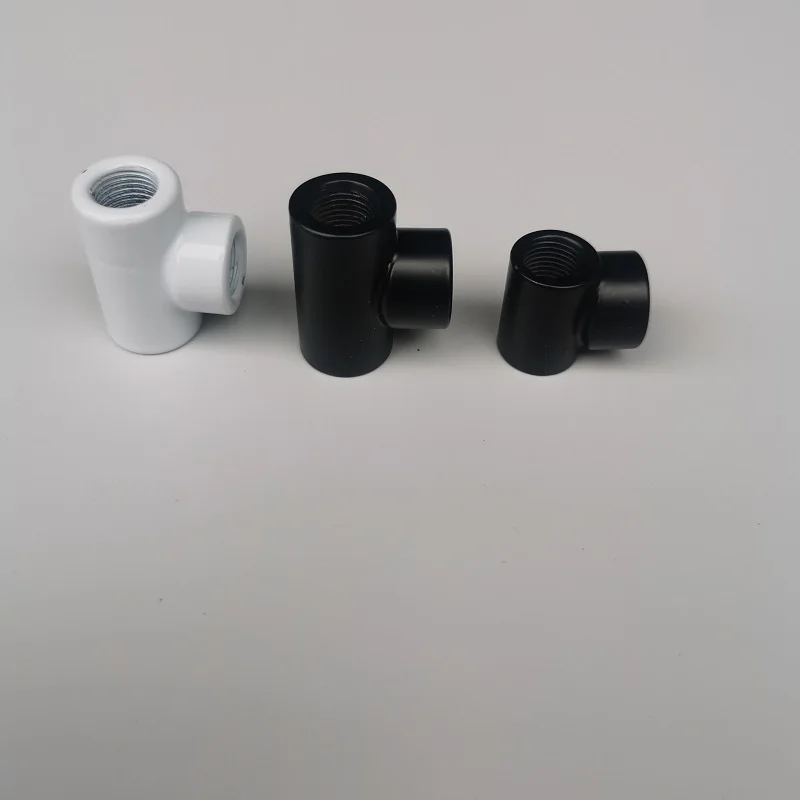 2PCS M10 Black/White Thickened Iron Tee Connector T-Shaped Adapter DIY Lighting Lamp Tooth Tube Tee Connector