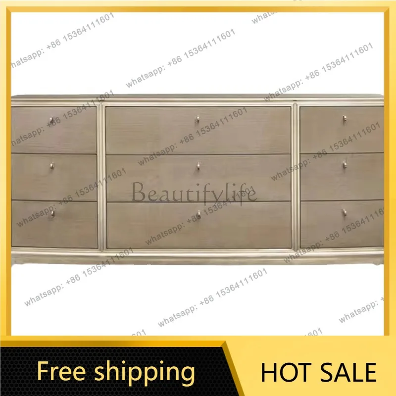 Zj. American nine-bucket storage cabinet, bedroom dresser, modern simple solid wood storage drawer cabinet