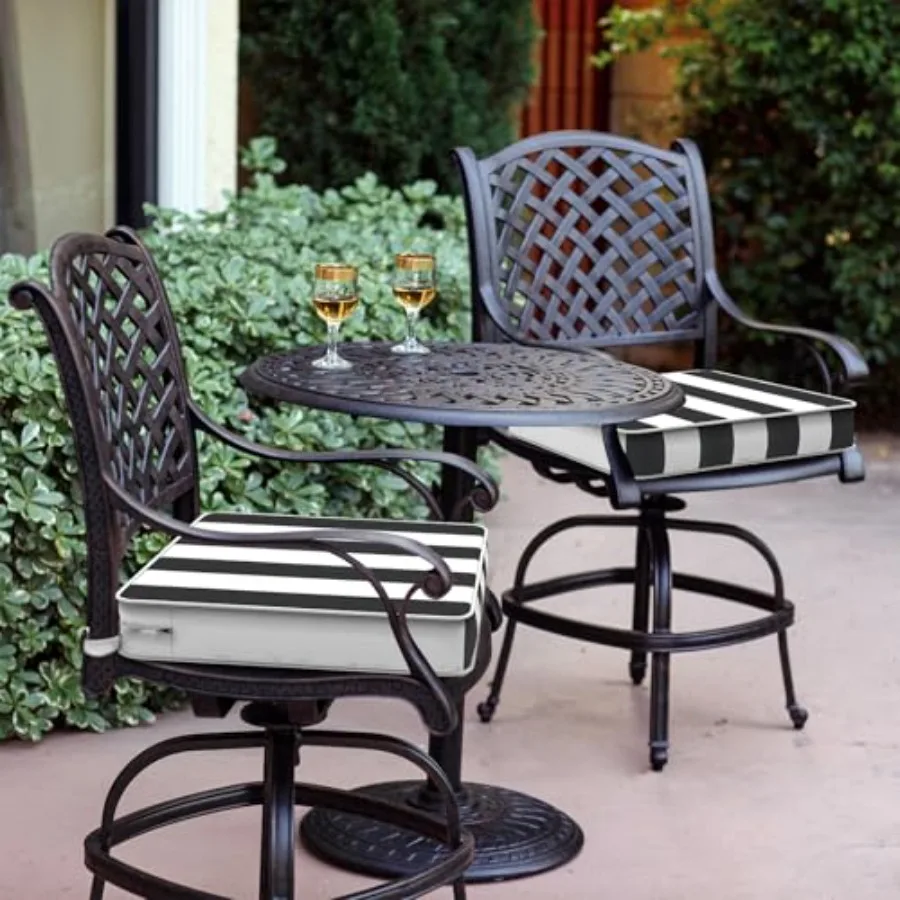 Patio Chair Cushions, Water-Repellent Outdoor Seat Cushions for Patio Furniture, Square Chair Pads with Ties for Home Garden De
