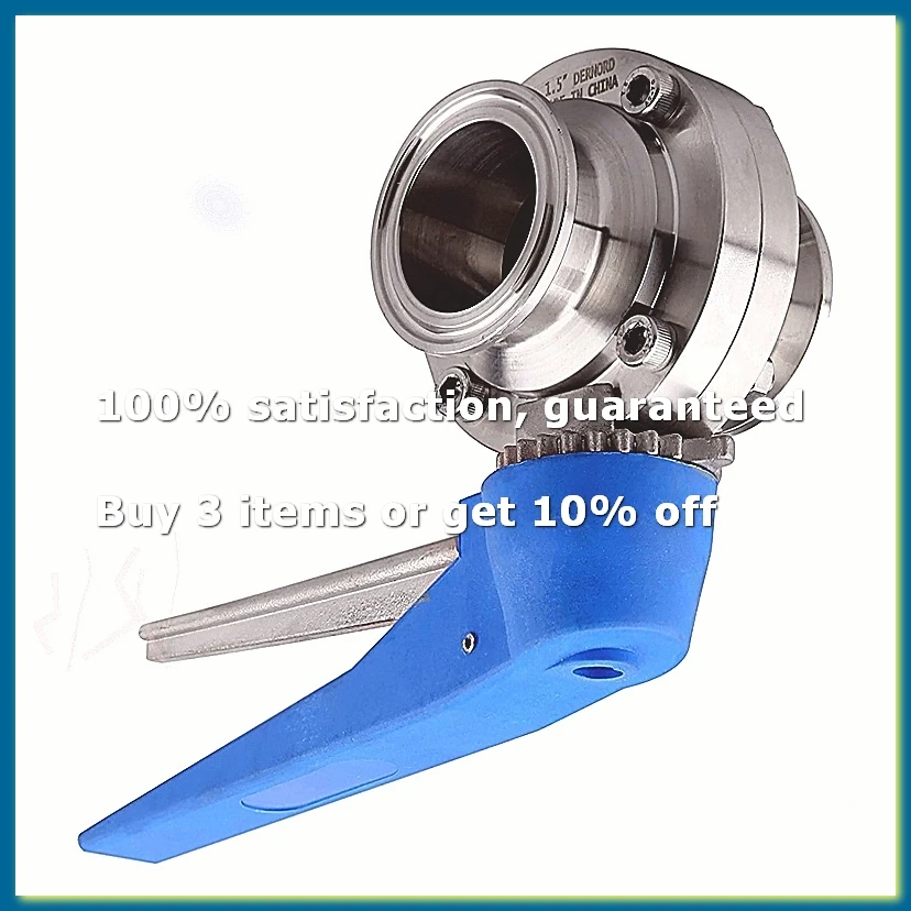 Butterfly Valve with Blue Trigger Handle Stainless Steel 304 Tri-Clamp (1.5 Inch Tri Clamp Butterfly Valve)-A27I