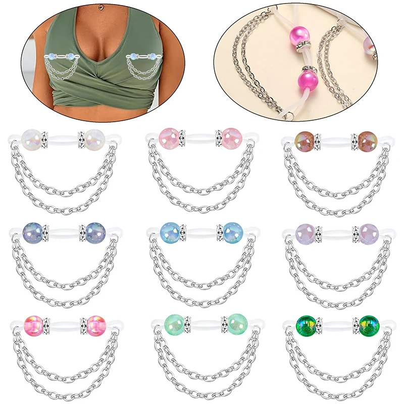 

1Pair Cute Rhinestone Fake Nipple Rings Non Piercing Nipple Cuff Jewelry for Fashion Accessory