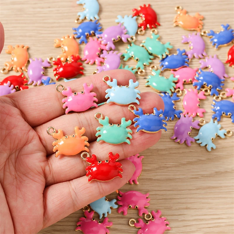 10 Stück süße Mix Marine Life Charms Emaille Seestern Hummer Krabbe Charms Anhänger für Schmuckherstellung Halsketten Ohrringe DIY Geschenke – Detail 12
