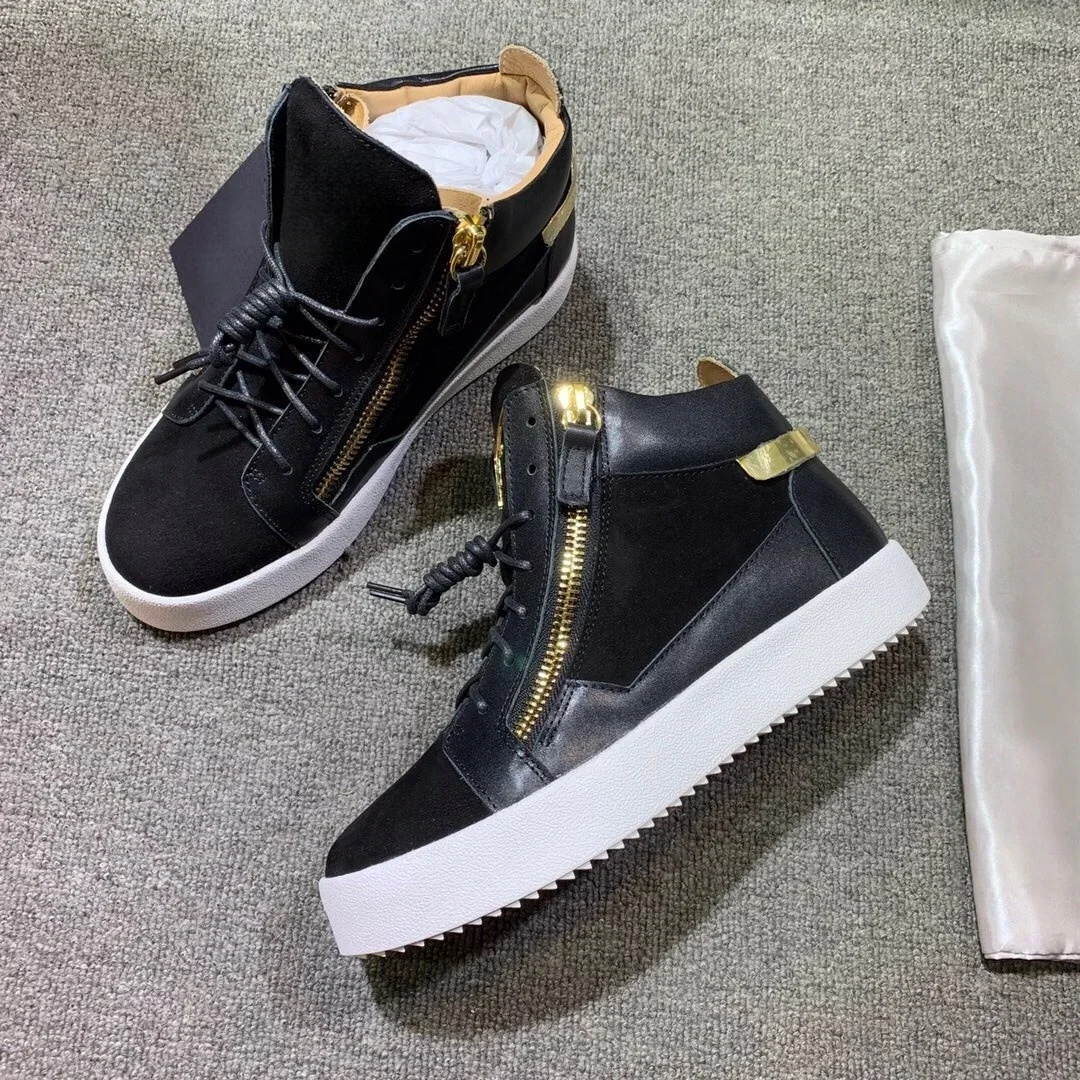 

Top Quality Classic Mens Casual Sneakers Women High-top Real Leather Tennis Luxury Brand Designer Unisex Sports shoes 0463