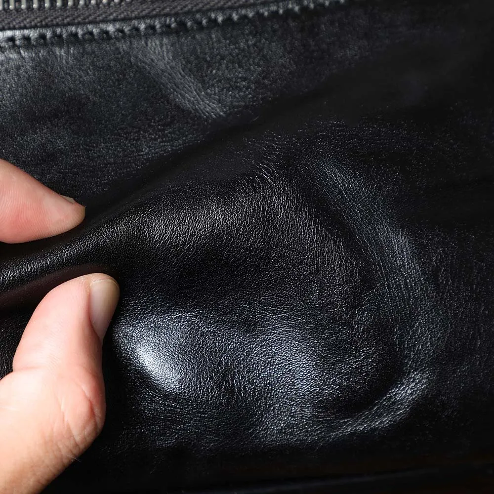 Echte Leder-Umhängetasche für Herren, einfache Rindsledertasche, hochwertiges, pflanzlich gegerbtes Leder, modischer Casual-Stil. – Detail 12