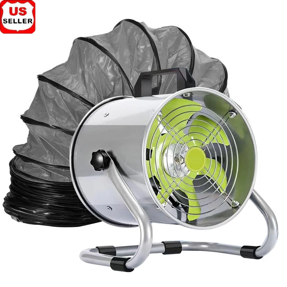 Portable 8 Inch Extractor Fan with 16ft Duct Hose High Velocity Ventilator Airborne Particles and Odors