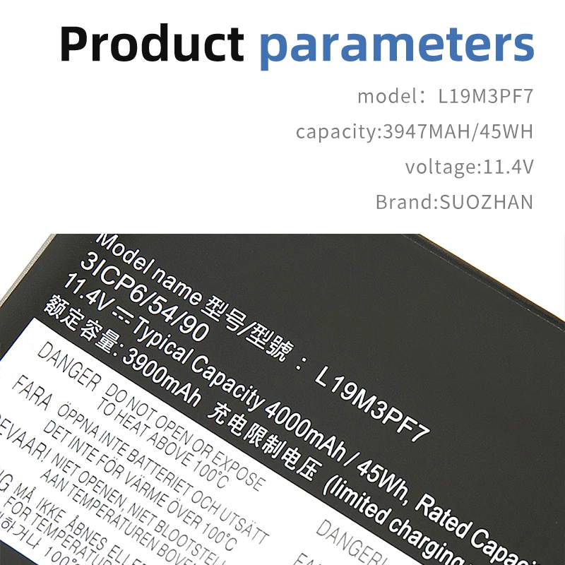 SUOZHAN-batería portátil L19L3PF3 L19M3PF7 L19D3PF4 11,4 V 45WH/4000mAh para Lenovo Ideapad Creator 5-15IMH05 Gaming 3-15ARH05