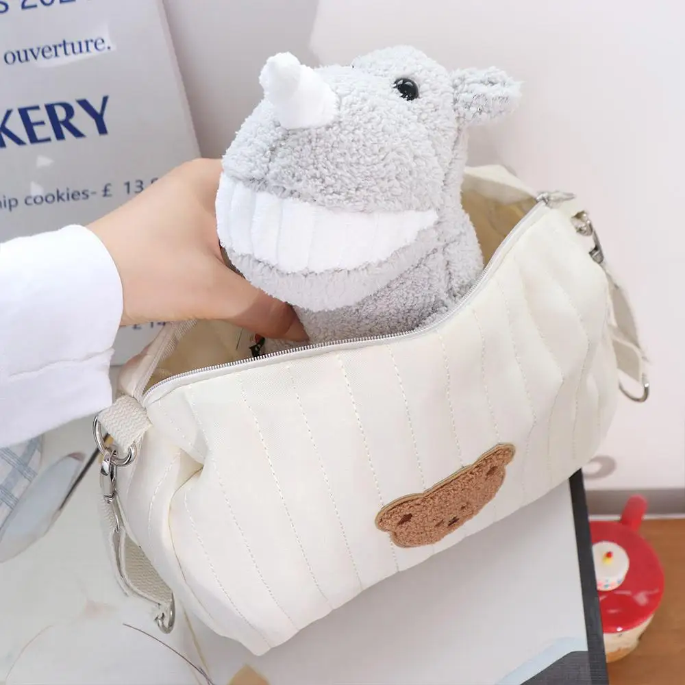 Bear Stroller Organizer Bag Quilted Cotton Zipper Pram Storage Bag Diaper Nappy Embroidery Mommy Bag Baby Stroller Accessories