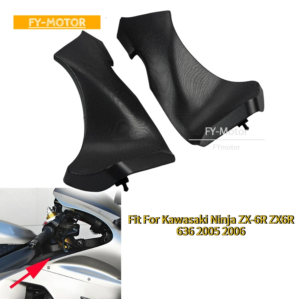 

Motorcycle ABS Unpainted Black Front Tube Side Air Duct Cover Fairing Cowl Fit For Kawasaki Ninja ZX-6R ZX6R 636 2005 2006