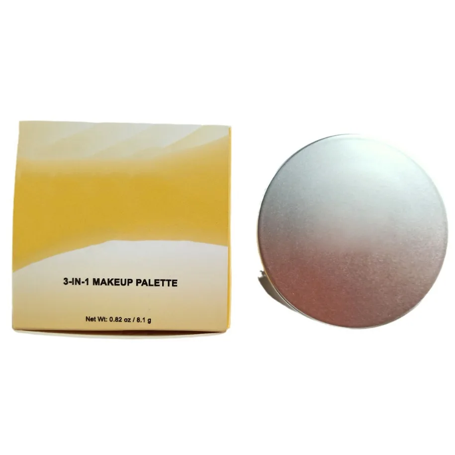 Custom Logo Vegan Makeup Wholesale 3 Layer Face Powder Blush Highlighter Contour Palette Private Label  Blusher