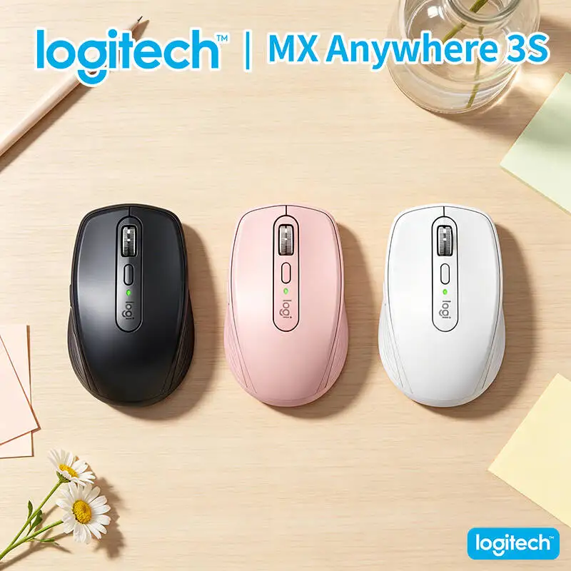 Professional Logitech MX Anywhere 3S Mouse - 8000 DPI Darkfield, MagSpeed Scroll, Silent Click, 3-Device Bluetooth for Office