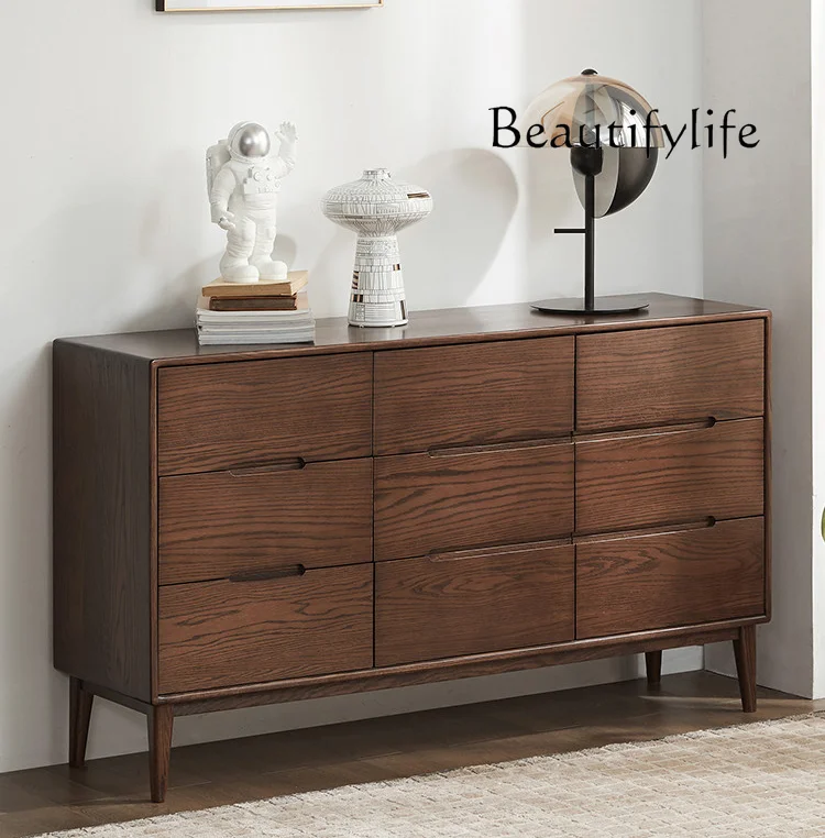 

Nordic Retro Style Solid Wood Storage Chest of Drawers Home Bedroom Modern Minimalist Locker