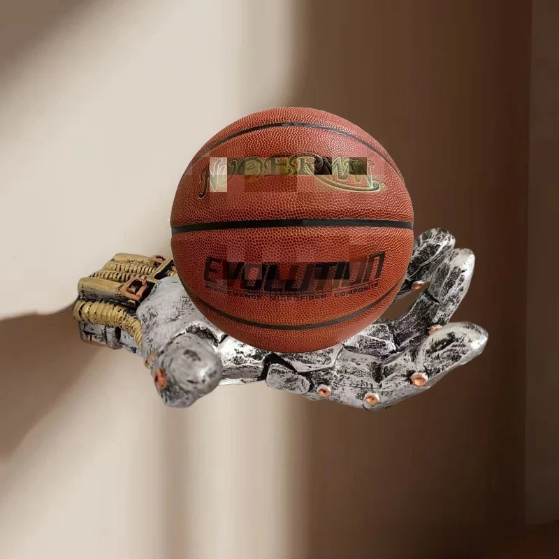 Robot resin basketball and football stand-wall-mounted space-saving storage rack wall decoration