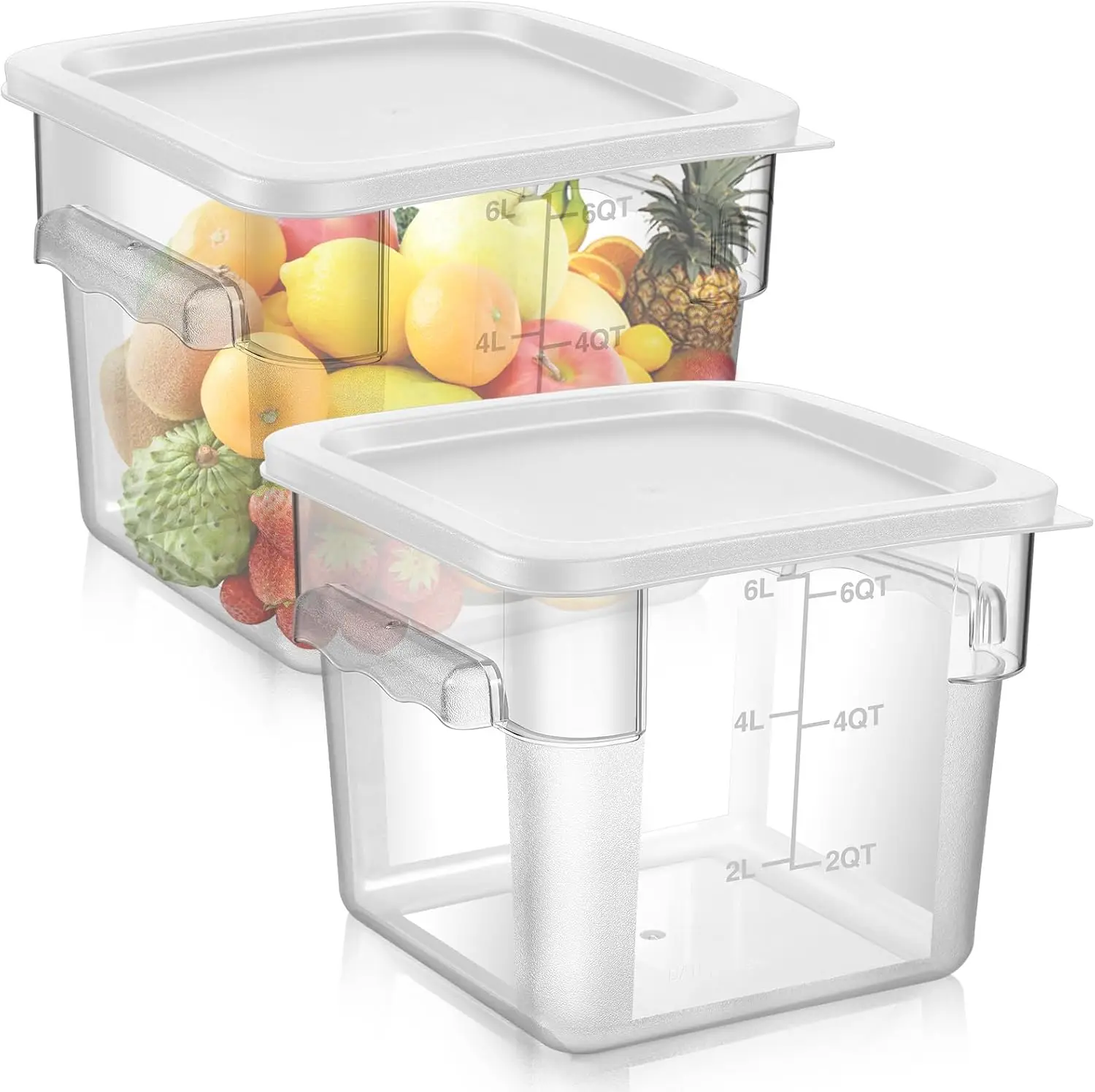 2 Pieces Square Food Storage Containers Polycarbonate Clear food Container with Lid Commercial Storage with Graduations for C