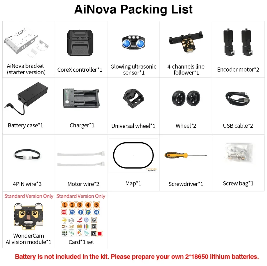 سيارة روبوت Hiwonder AiNova الذكية للرؤية 2WD سيارة روبوت تدعم برنامج Python الرسومي