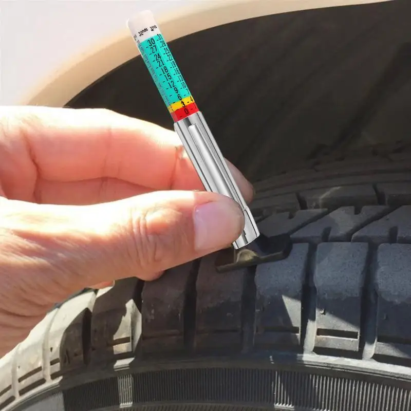 Tire Depth Gauge Tool Professional Tire Gauge Color-Coded Accurate Measurement Tread Depth Gauge For Enhanced Vehicle Safety