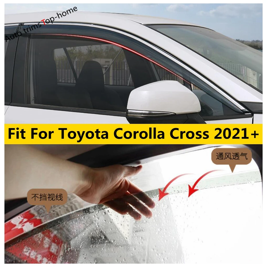 

Door Window Visor Smoke Wind Sun Rain Eyebrow Waterproof Guard Deflector Vent Shade Cover Fit For Toyota Corolla Cross 2021 2022