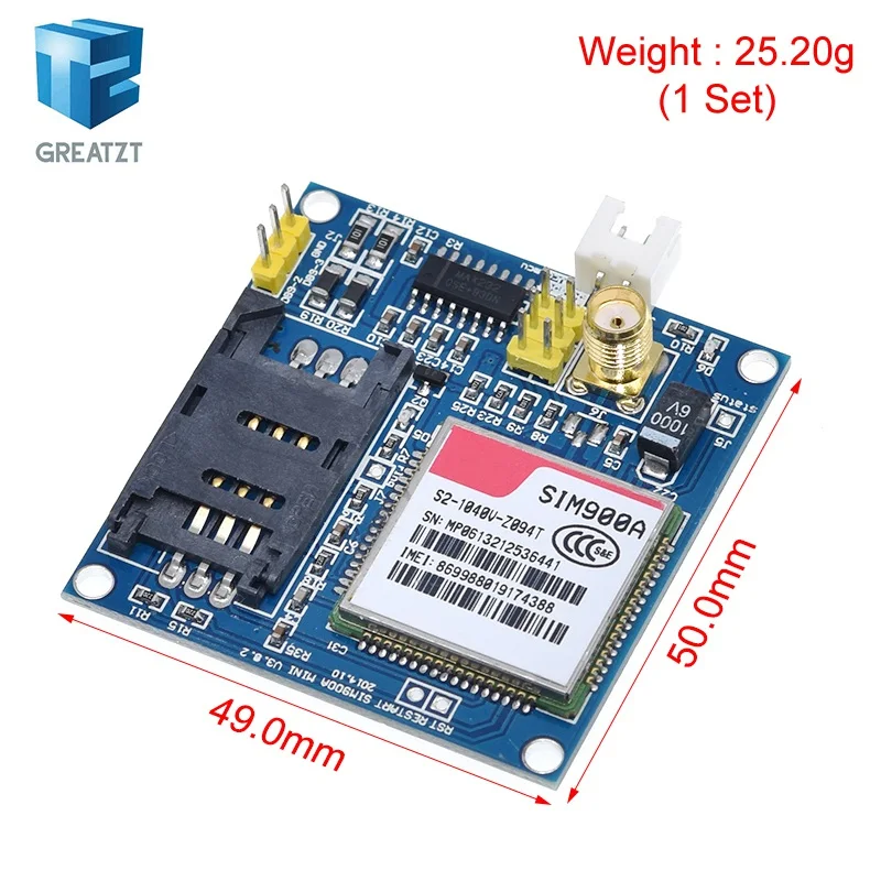 GREATZT Sim900a Sim900 Mini V4.0 Wireless Data Transmission Module Gsm Gprs Board Kit W/antenna C83